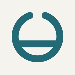 The Nesteia app icon: an open ring in tide blue with a straight waterline across it, on a warm off-white square.